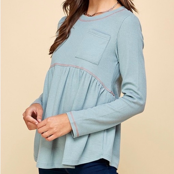 NWT Waffle Knit Babydoll Top - Picture 2 of 7